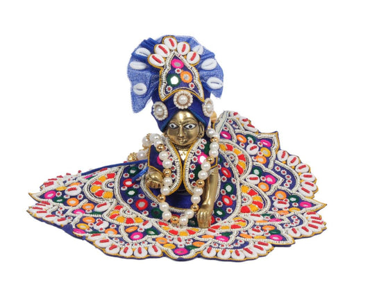 Laddu Gopal Poshak | God Dress | Bhagwaan Ki Poshaak | Dev Vastra Thakurji Kanhaji Murlidhar Idol Dress/Poshak with Pagdi (6 inch, Dark Blue1)