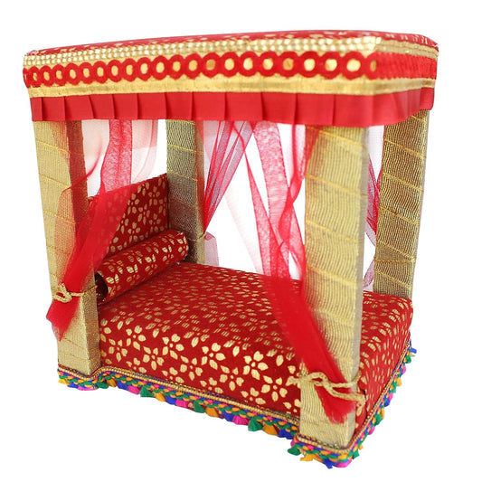 Wallabh Crafts Wooden Bed for Laddu Gopal Ji, Size 6*8*8 inch