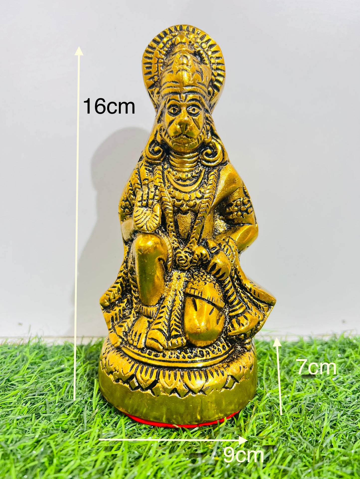 CHANDNI COLLECTION Metal Hanuman ji Murti/Bajrangbali Murti Idol Decorative Showpiece - 16cm (Metal, Gold)