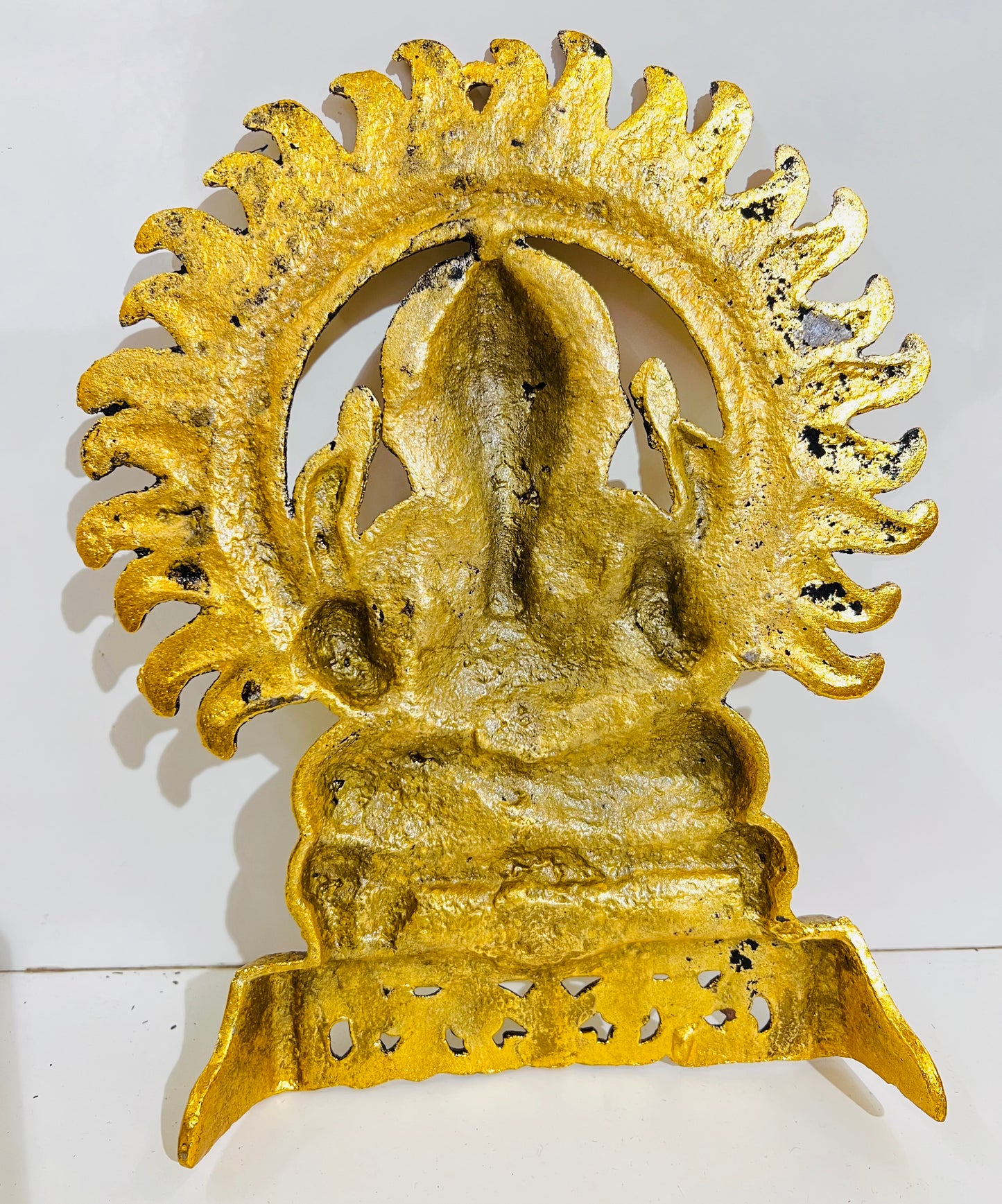CHANDNI COLLECTION Gift Metal Lord Ganesh Idol Statue with Chakra Frame for Puja Ganesha Vastu Figurine Showpiece