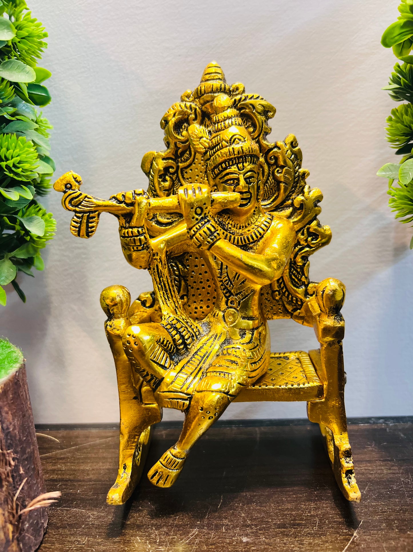 CHANDNI COLLECTION Krishna on Swing jhula Metal Statue Gold Plated Decor Your Home,Office & Radha Krishna Murti,Showpiece Figurines,Religious Idol Gift Article...