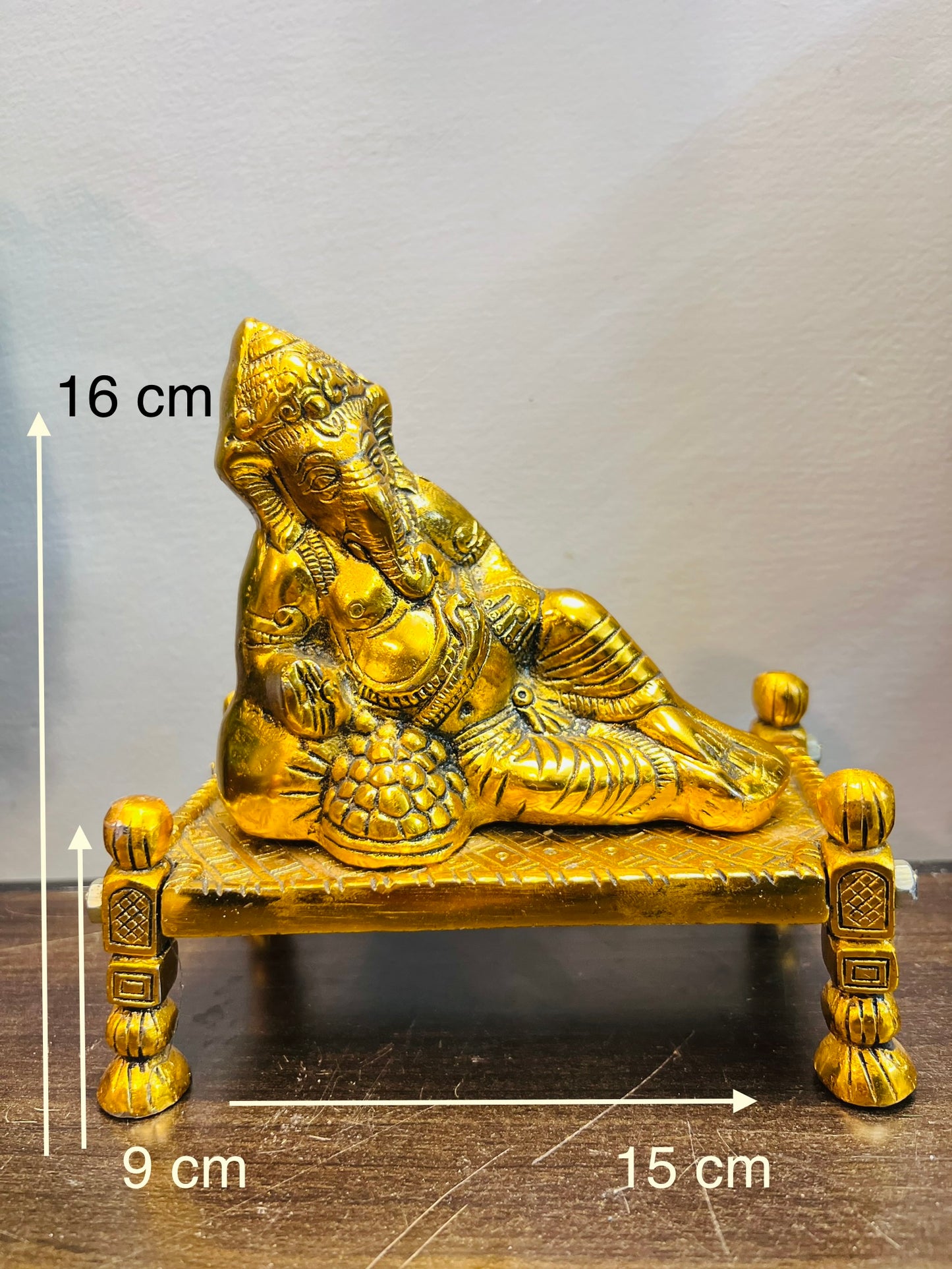 CHANDNI COLLECTION Golden Resting Ganesha Metal Decorative Showpiece