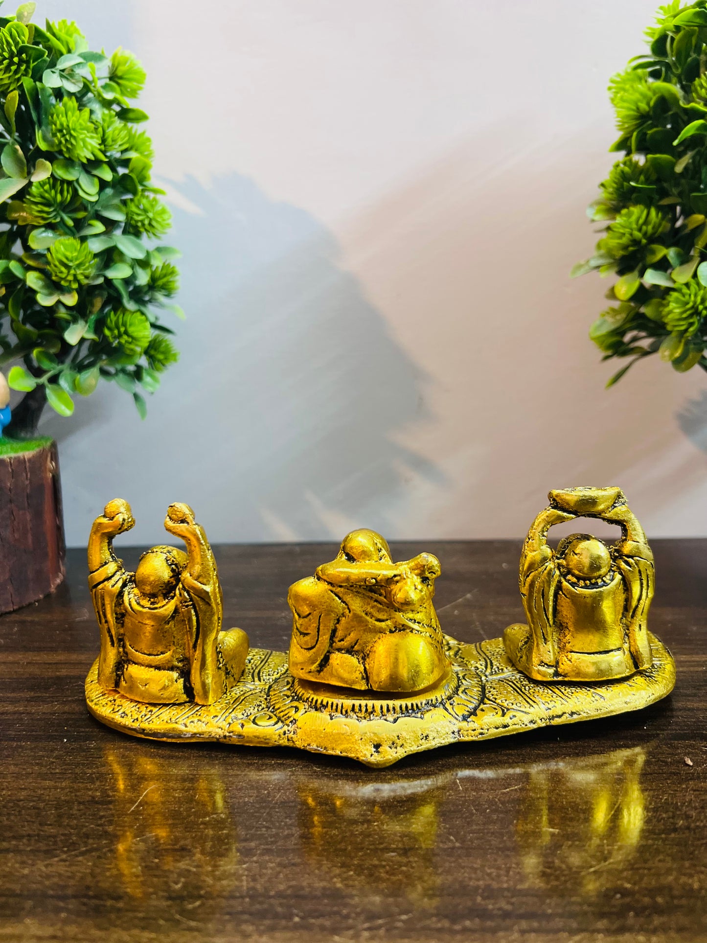 CHANDNI COLLECTION Metal Laughing Buddha Statue for Money, Wealth, Fengshui Vastu and Good Luck