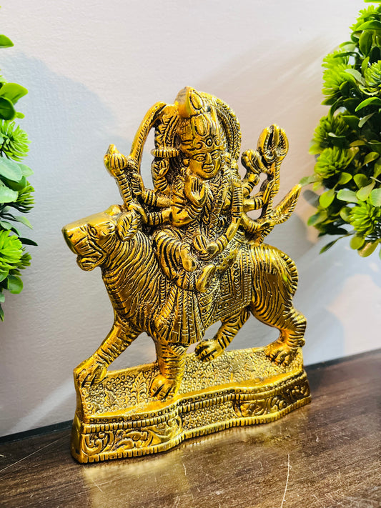 CHANDNI COLLECTION Goddess Maa Durga Murti in Metal Antique Gold Finish Decorative Showpiece