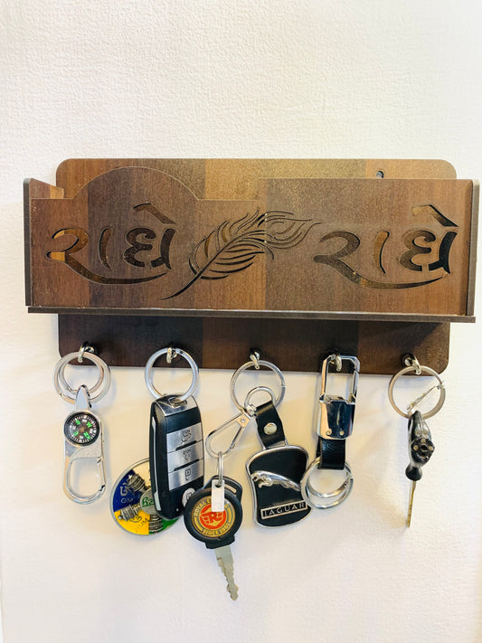 Chandni collection radhe radhe wood key  holder/pen stand