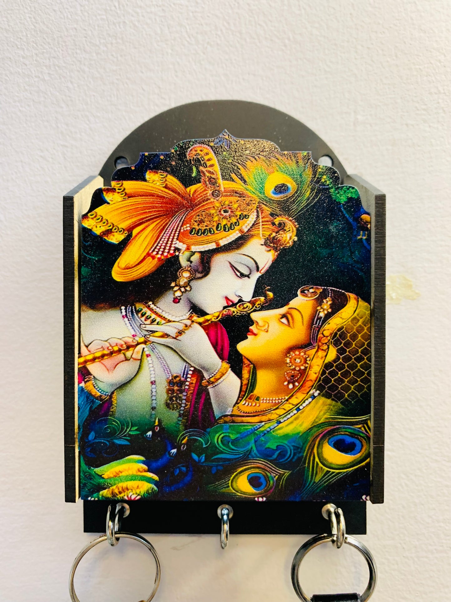 Chandni Collection lord krishna wooden wall mounted designer key holder