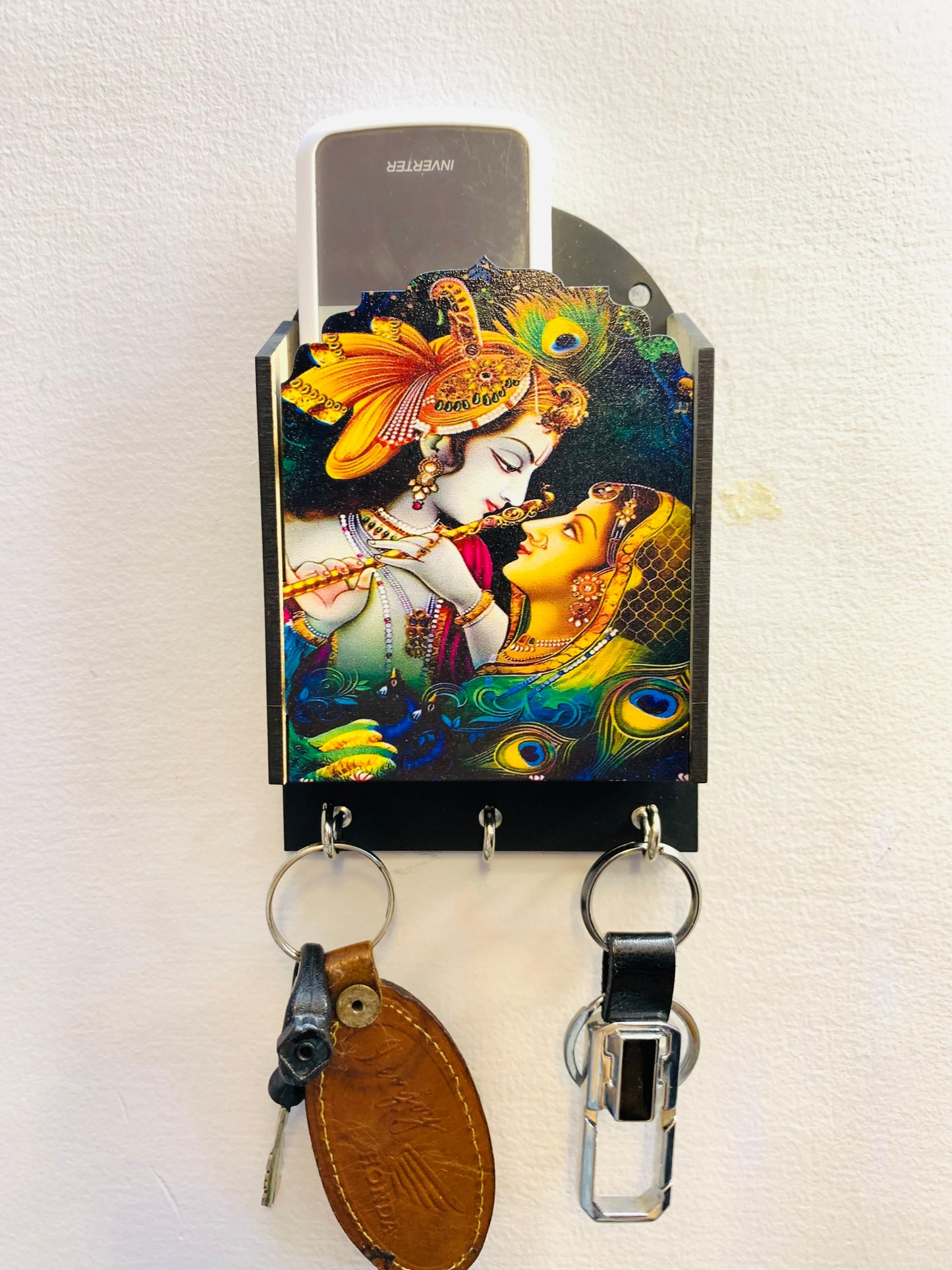 Chandni Collection lord krishna wooden wall mounted designer key holder