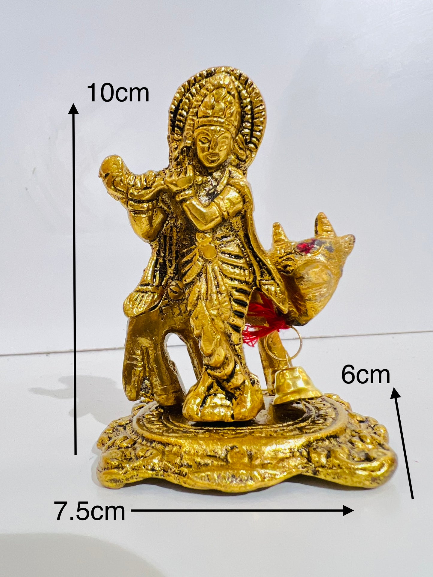 CHANDNI COLLECTION Lord Cow Krishna Idol Statue murti Krishan with Kamdhenu Hindu God Religious Showpiece (Set of 1)